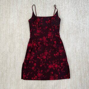 Vintage Rampage R Wear Floral Black Red Midi Dress 11